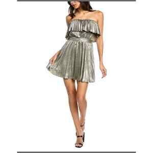 Ramy Brook Women's Metallic Ryleigh Mini pleated Party cocktail Dress sz 8